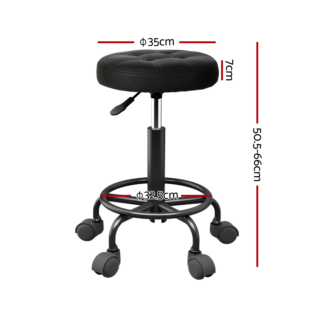 Artiss Round Swivel Salon Stool Black view 2