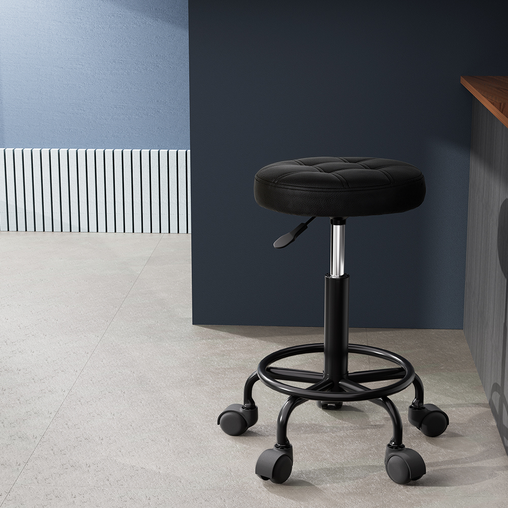 Artiss Round Swivel Salon Stool Black view 5