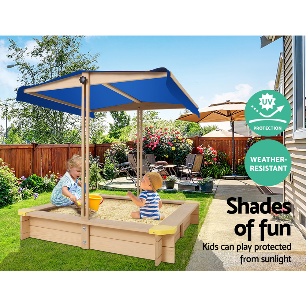 Keezi Kids 101cm Sandpit with Canopy and Bench Seat view 5