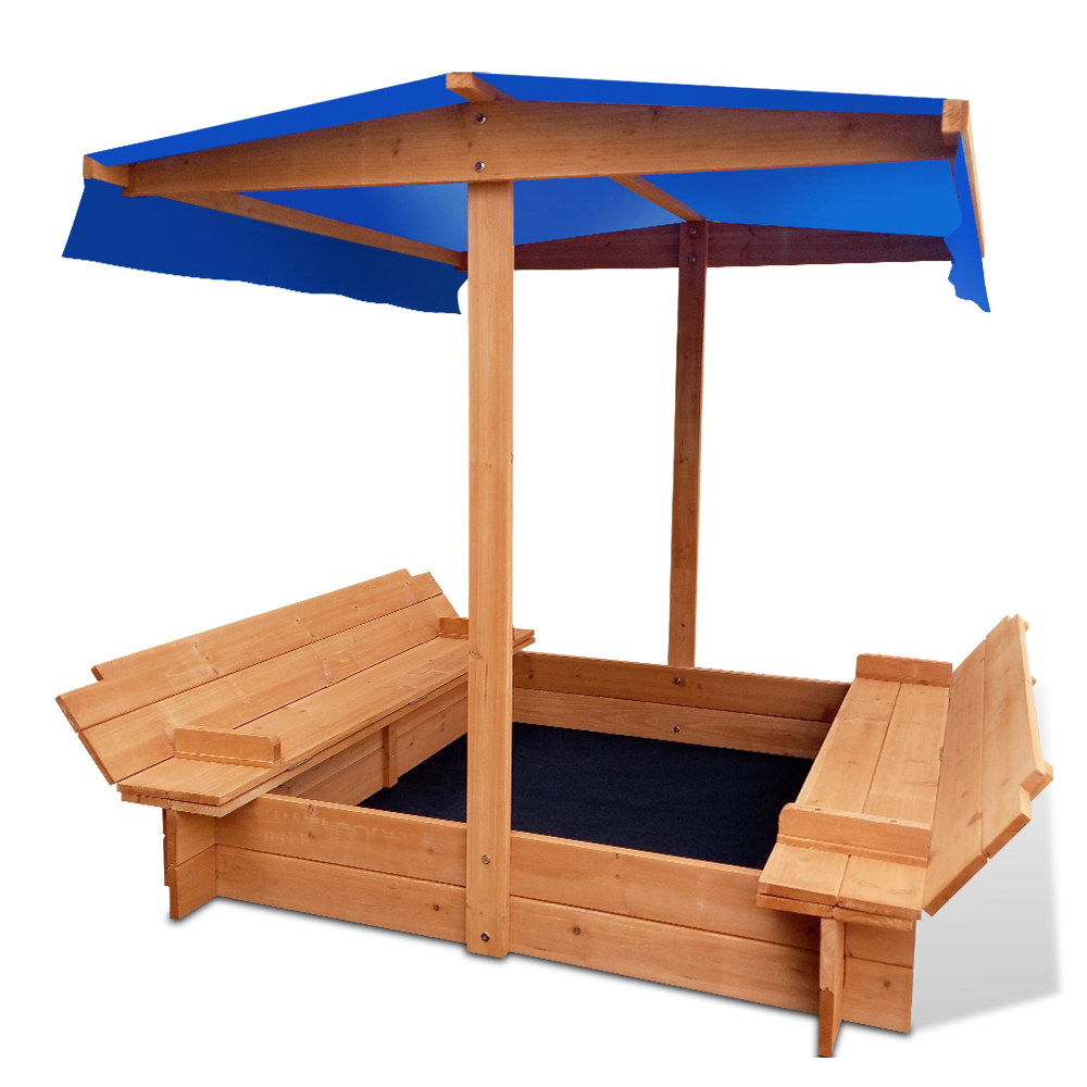 Keezi Kids 120cm Sandpit with Canopy and Foldable Seat