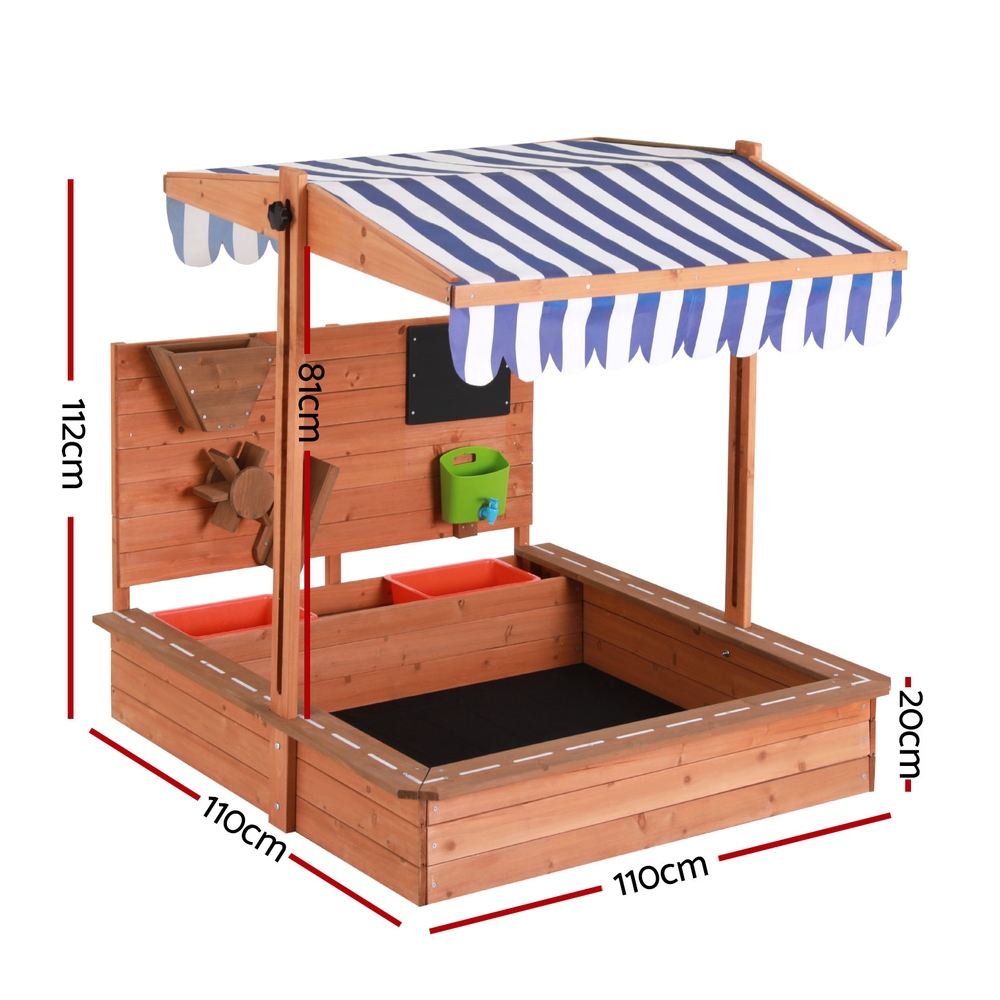 Keezi Kids Sandpit with Adjustable Canopy and Funnel view 2