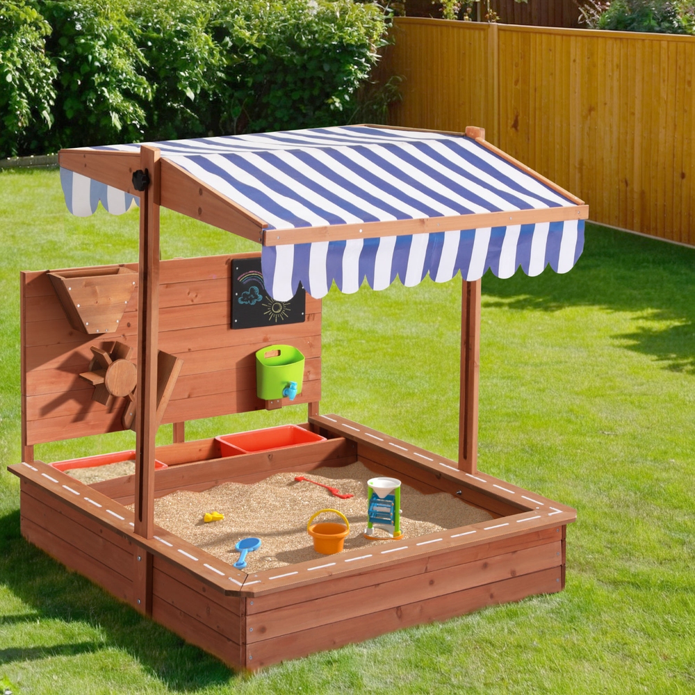 Keezi Kids Sandpit with Adjustable Canopy and Funnel view 5