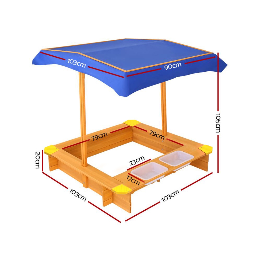 Keezi Kids Sandpit with Canopy and Water Basins view 2