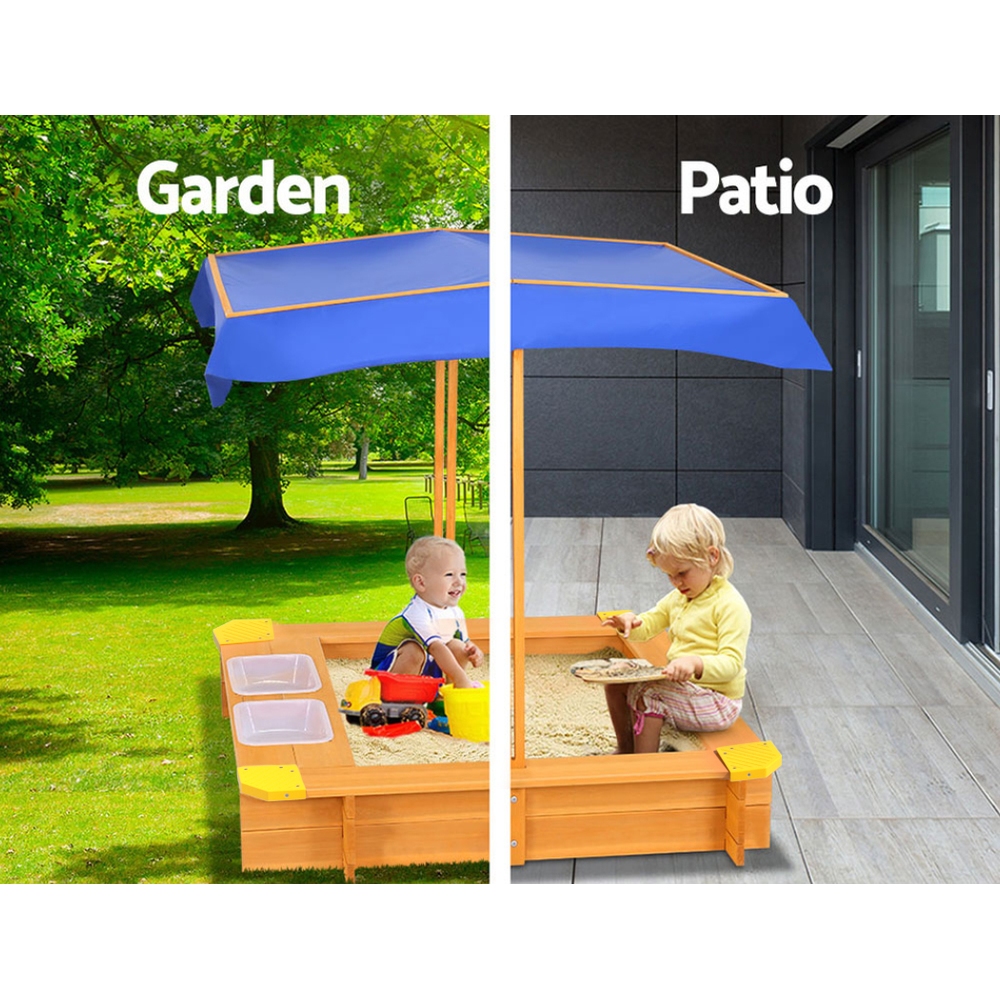 Keezi Kids Sandpit with Canopy and Water Basins view 4