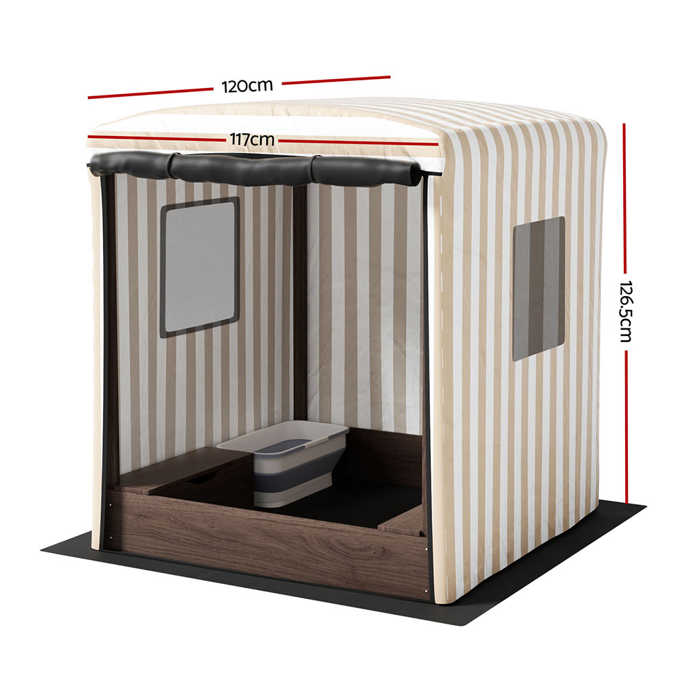 Keezi Kids 120cm Sandpit with Window Canopy and Basin view 2
