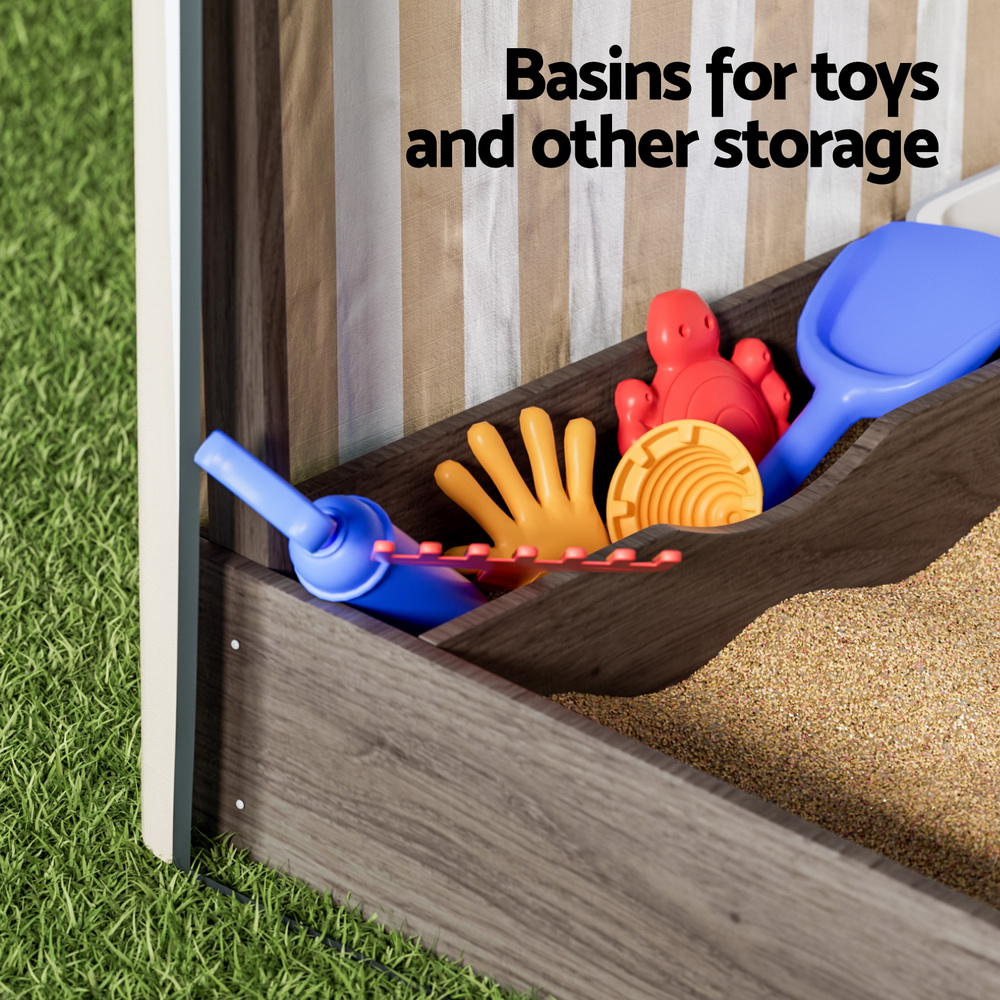 Keezi Kids 120cm Sandpit with Window Canopy and Basin view 5