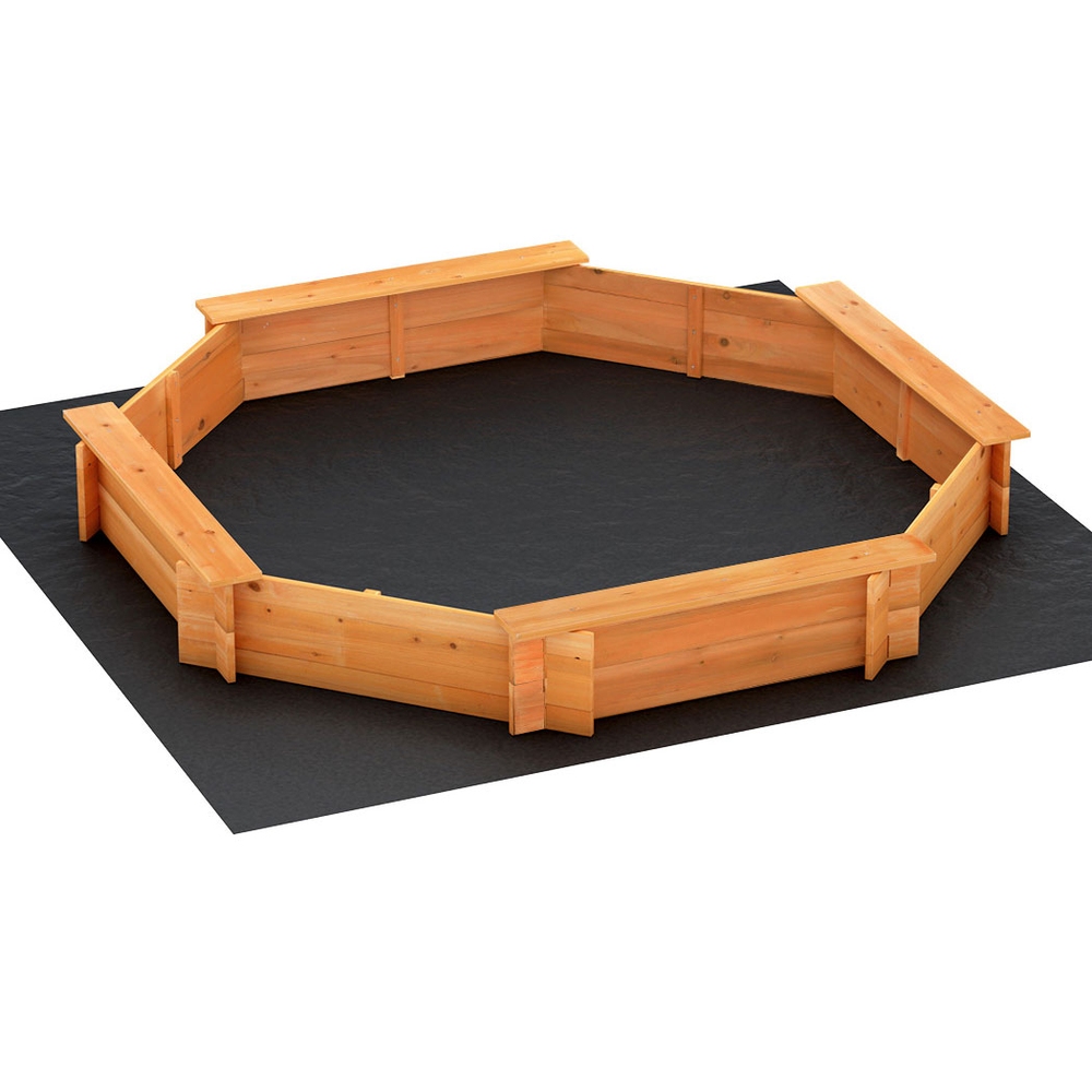 Keezi Kids Octagon Sandpit with Cover and Bench Seat