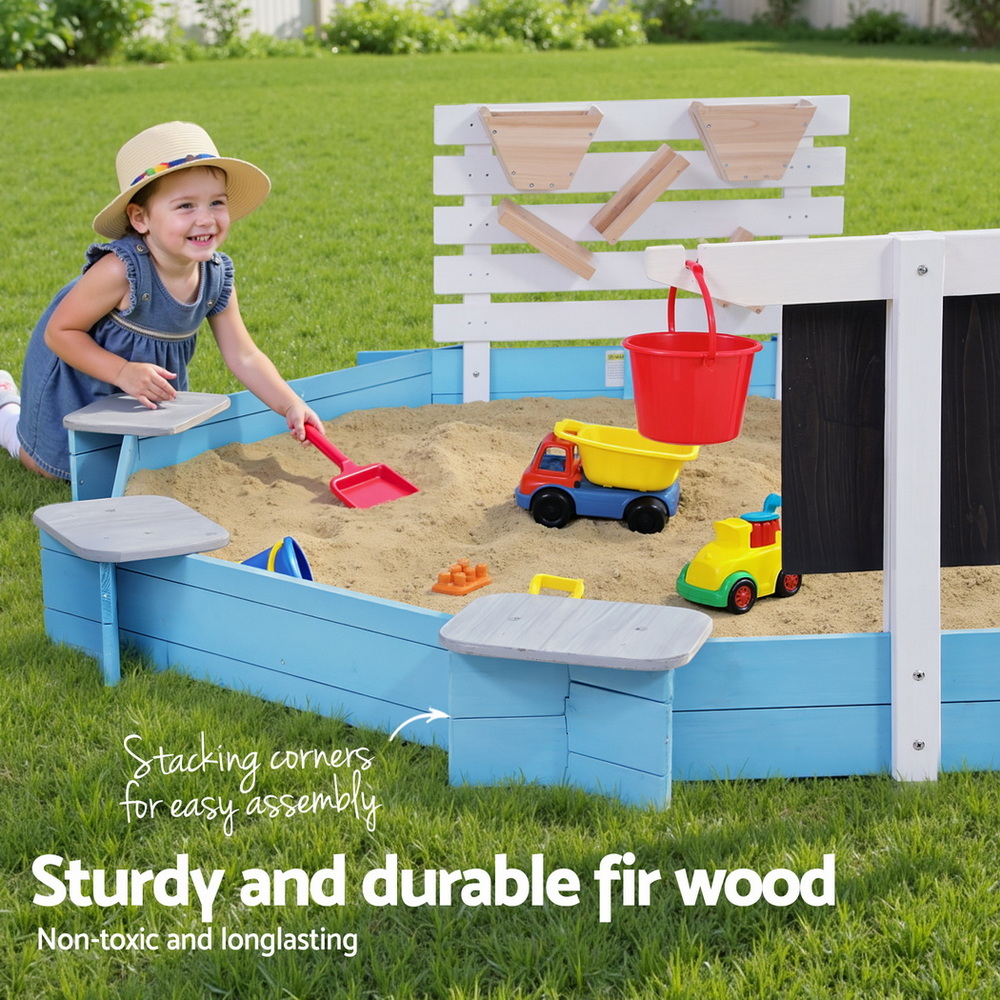 Keezi Kids Round Sandpit for 6 Kids with Bench Seat view 4