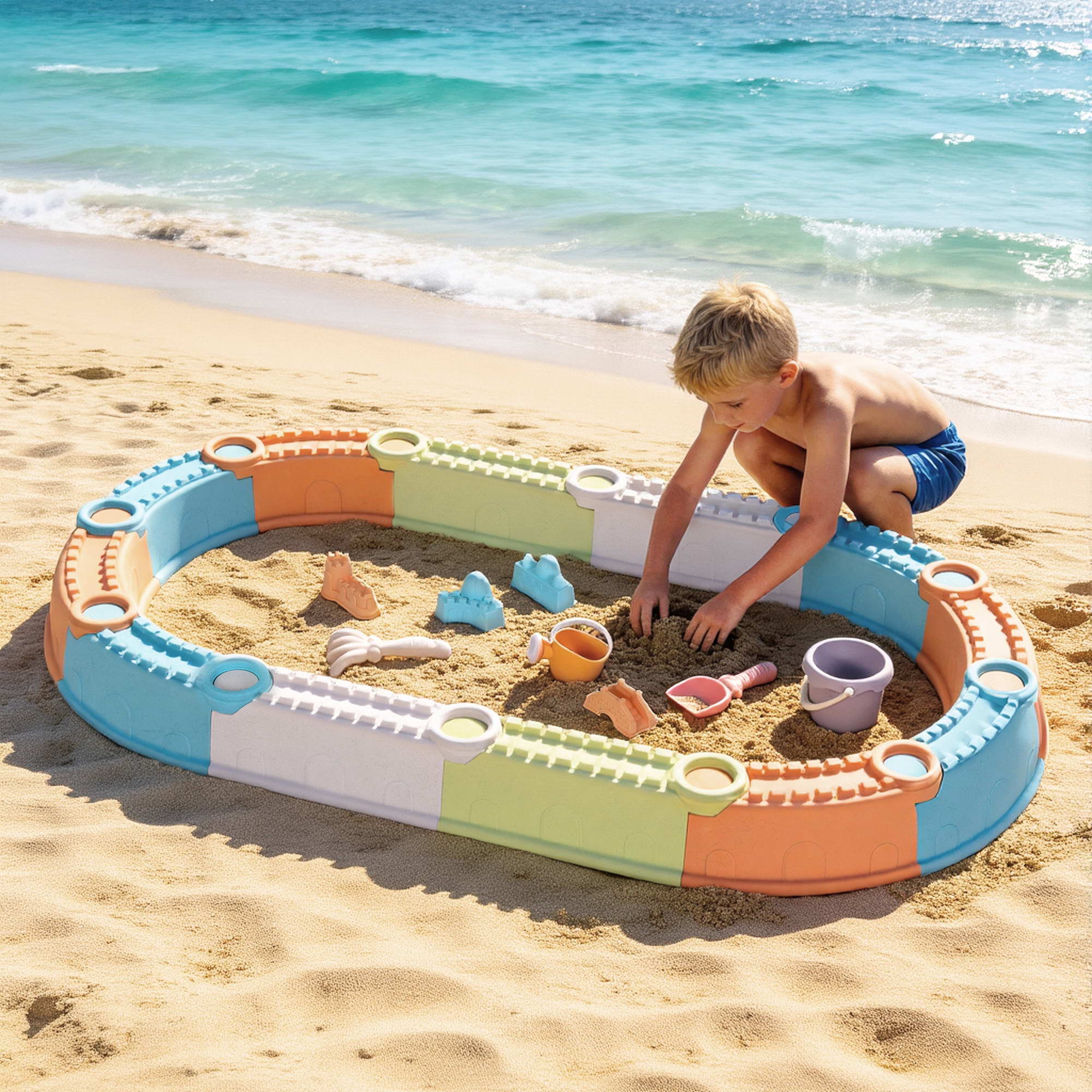 Keezi Kids 9-Piece Beach Fence Sandpit Set