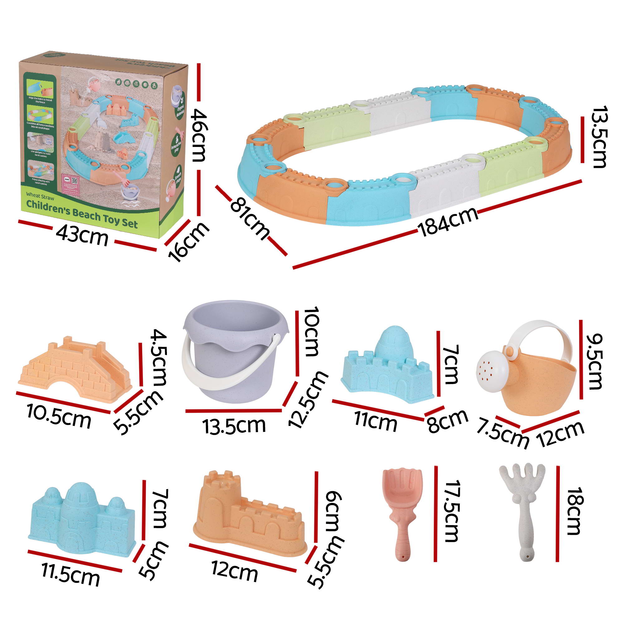 Keezi Kids 9-Piece Beach Fence Sandpit Set view 2