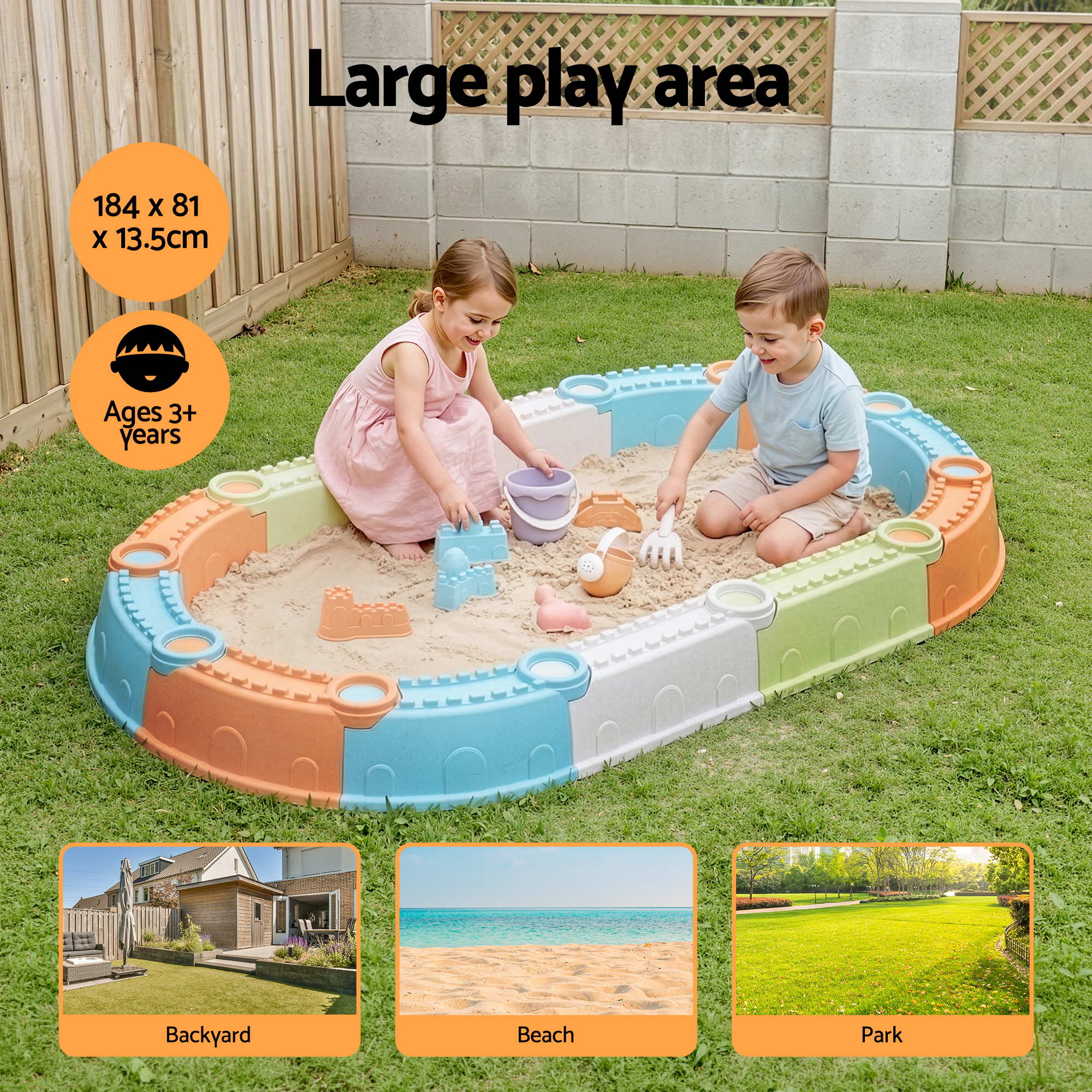 Keezi Kids 9-Piece Beach Fence Sandpit Set view 5
