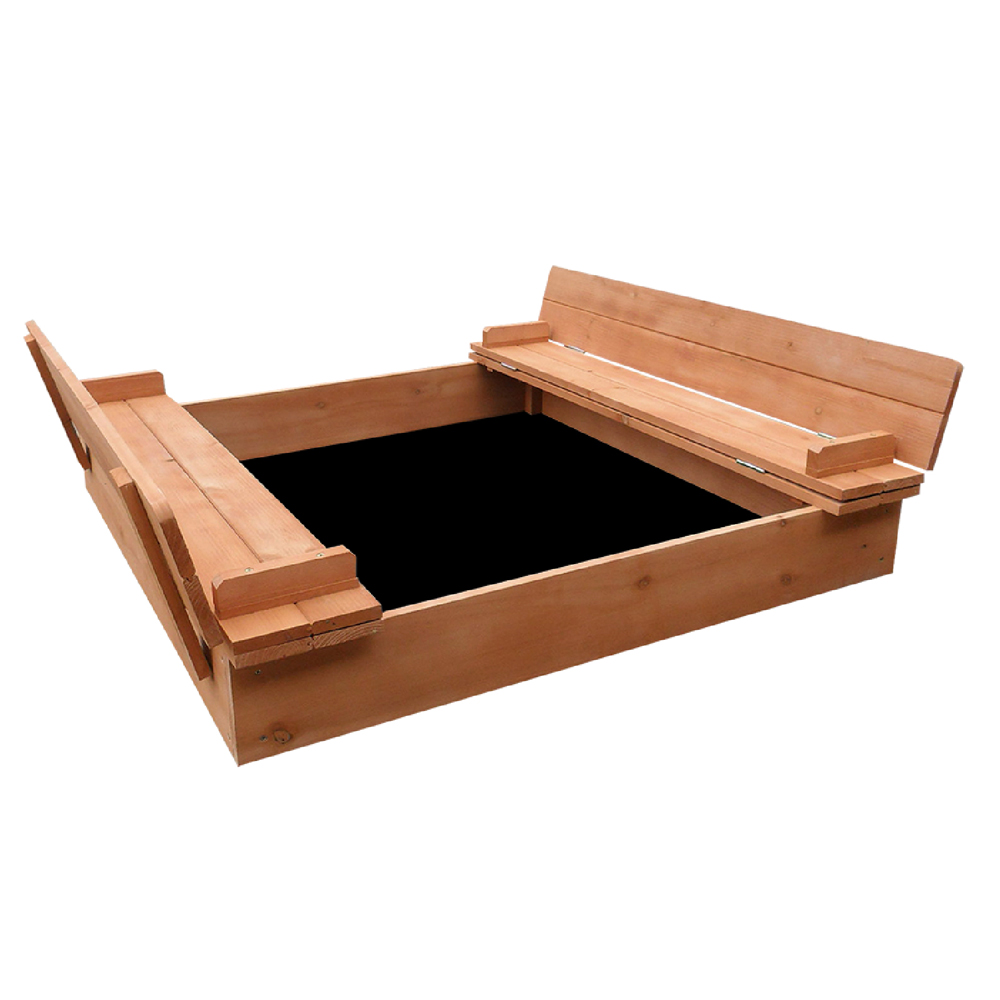 Keezi Kids Firwood Sandpit with Foldable Bench Seat