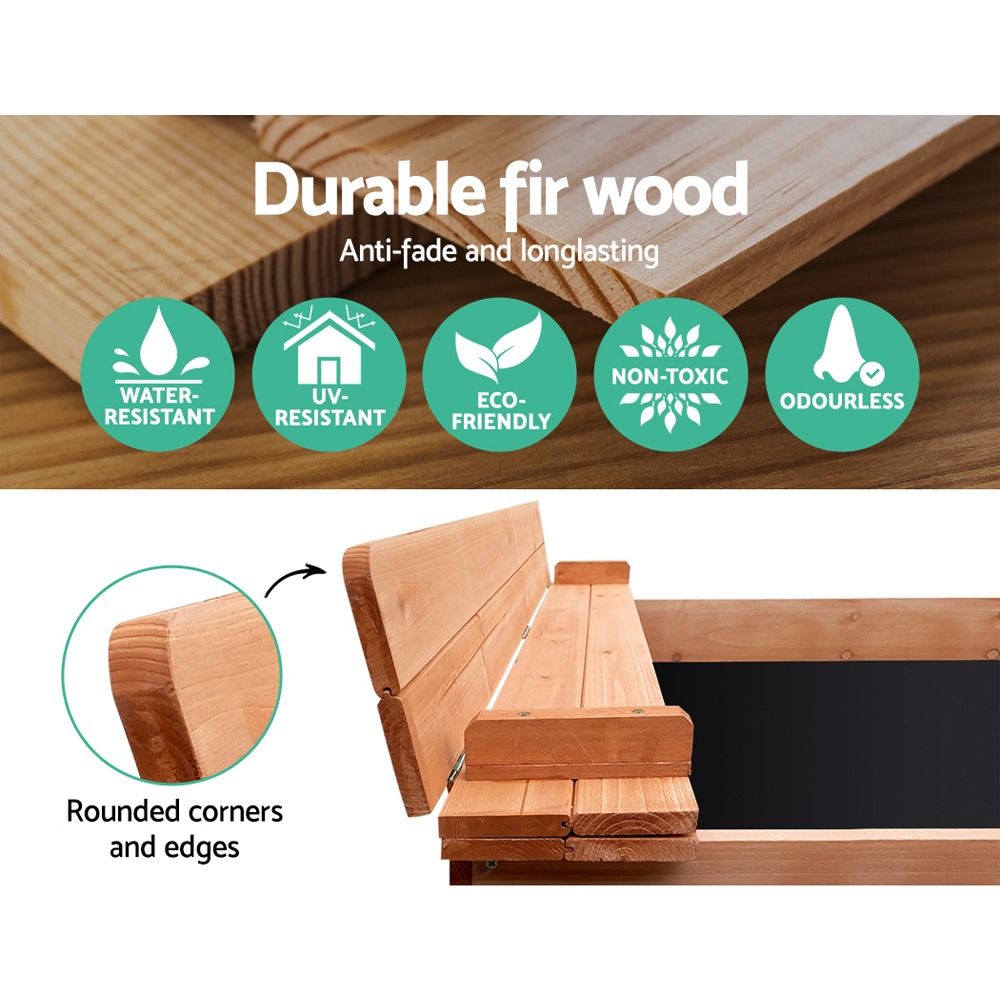 Keezi Kids Firwood Sandpit with Foldable Bench Seat view 5