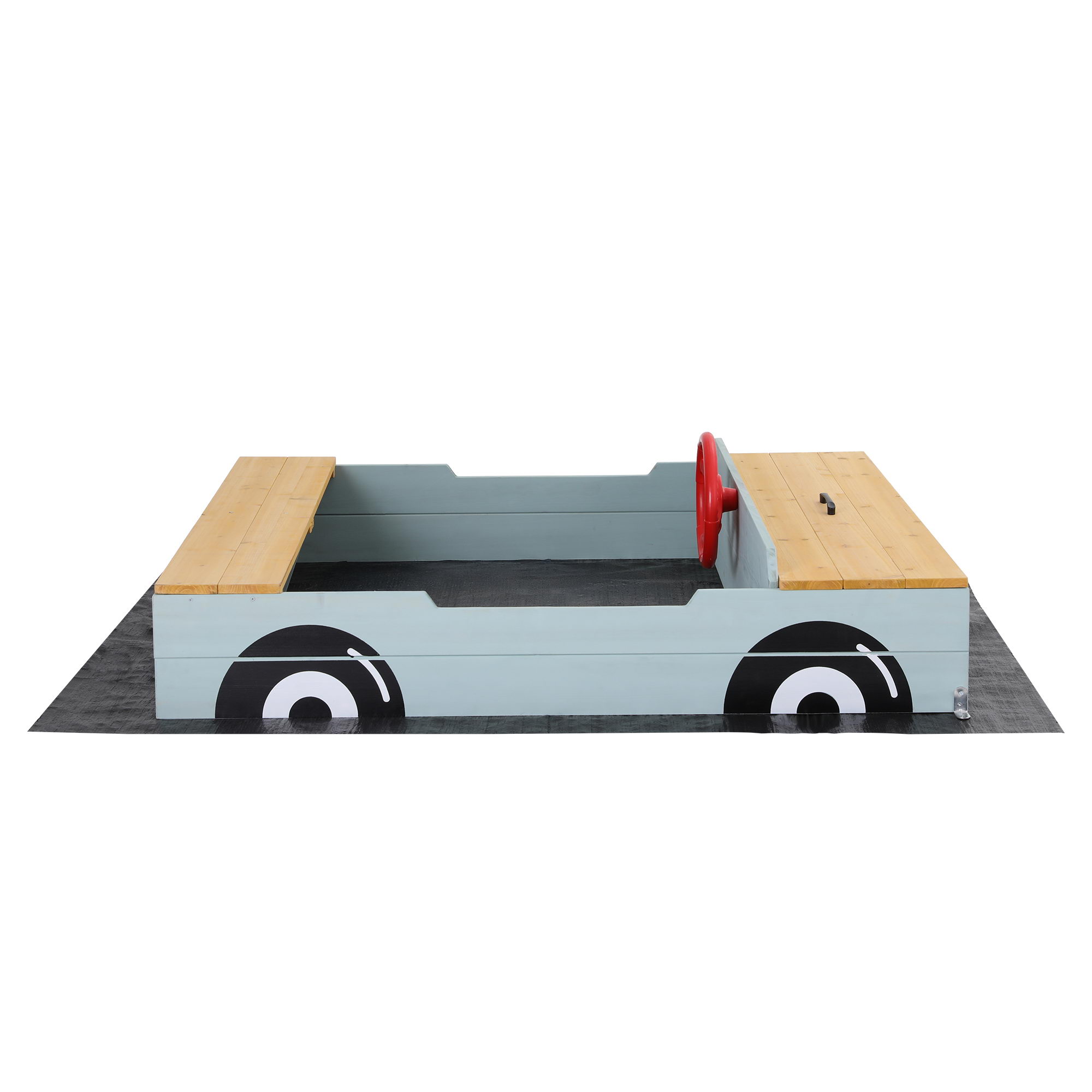Keezi Wooden Car Sandpit with Steering Wheel 120cm view 3