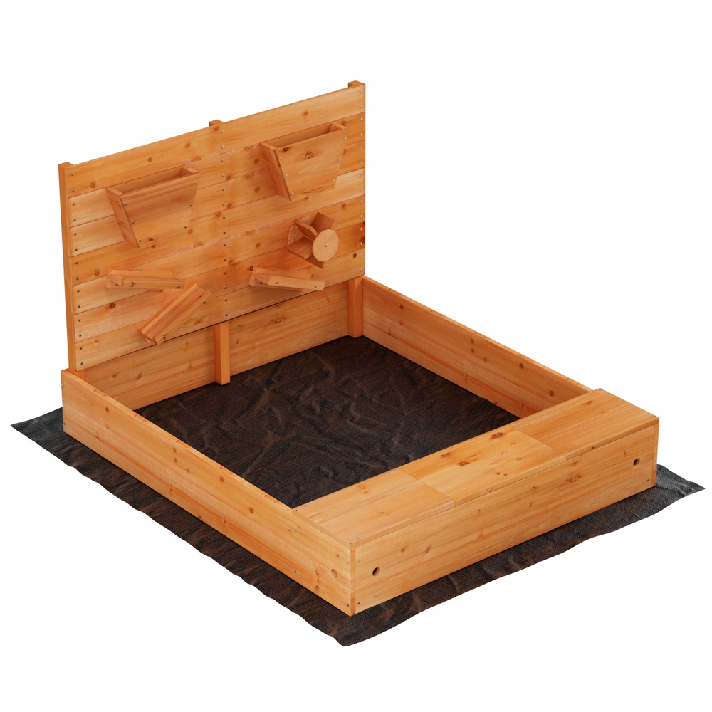 Keezi Kids 120cm Firwood Sandpit with Funnel and Cover
