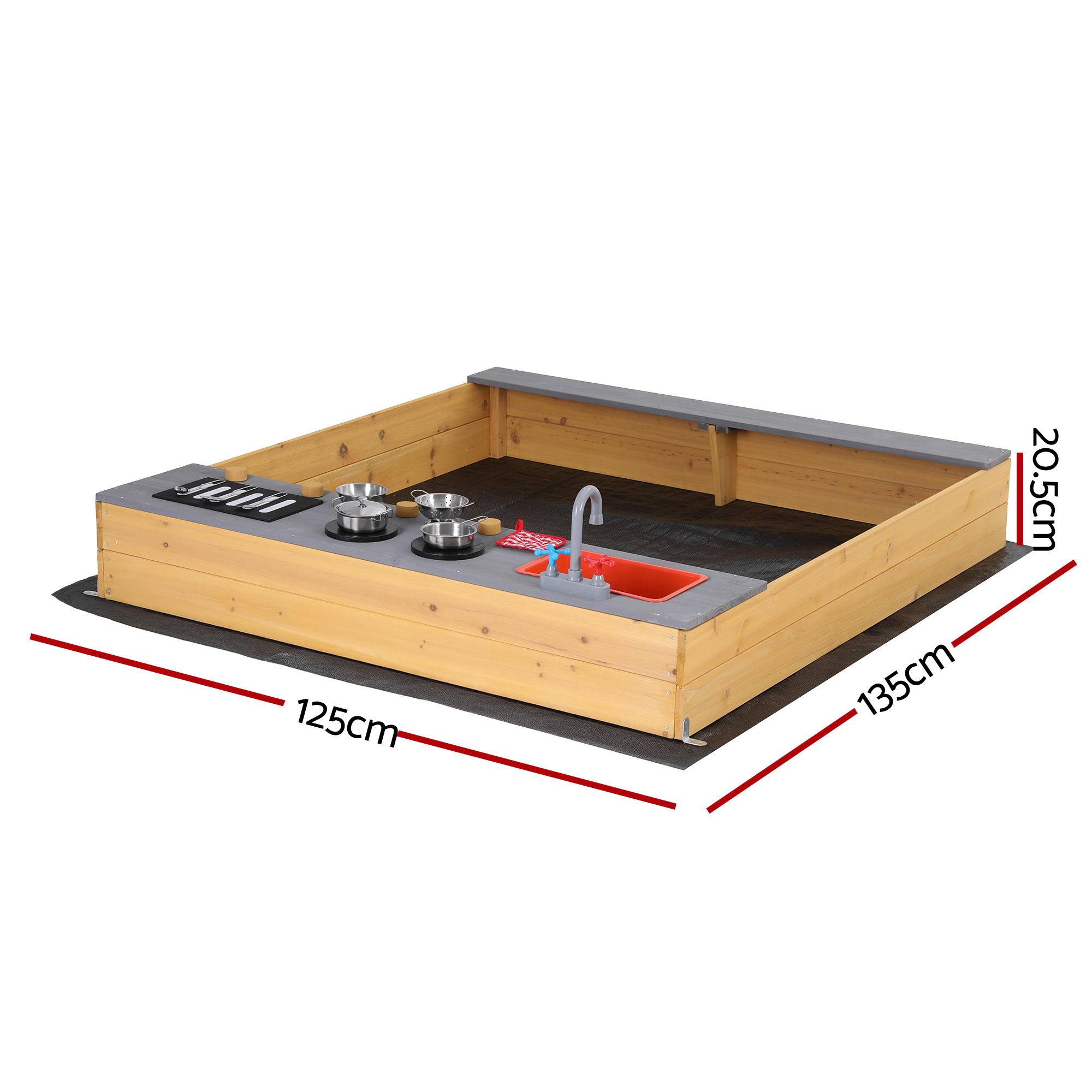 Keezi 2-in-1 Wooden Sandpit and Mud Kitchen view 2