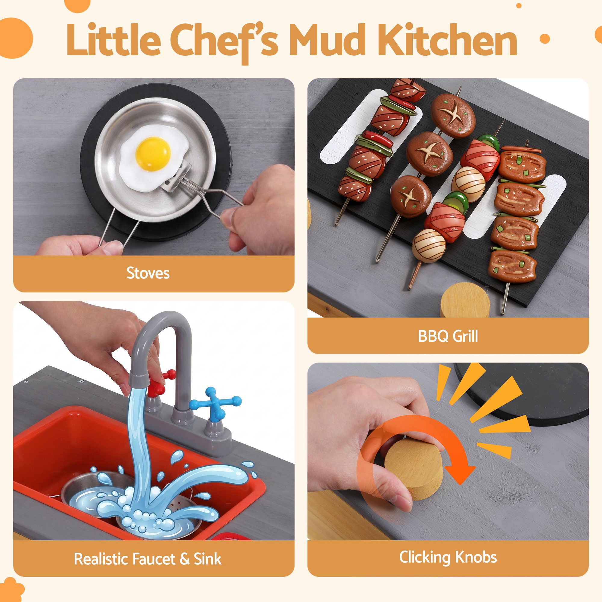 Keezi 2-in-1 Wooden Sandpit and Mud Kitchen view 5
