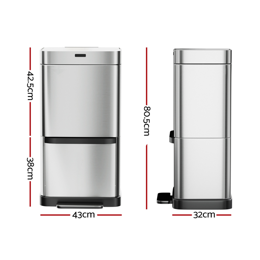 Devanti 70L Motion Sensor Bin with Foot Pedal view 2