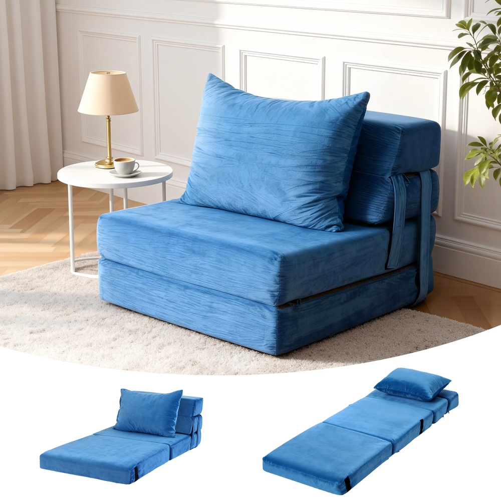 Artiss Velvet Folding Sofa Bed Lounger