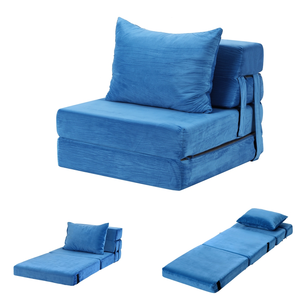 Artiss Velvet Folding Sofa Bed Lounger view 2