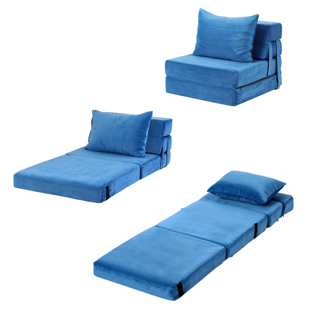 Artiss Velvet Folding Sofa Bed Lounger view 4