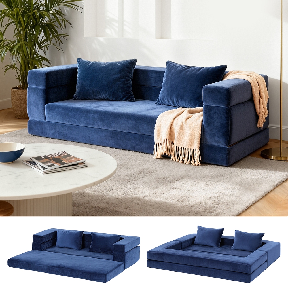 Artiss Velvet Pull Out Sofa Bed Couch
