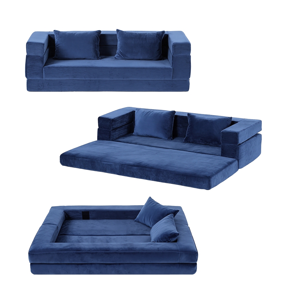 Artiss Velvet Pull Out Sofa Bed Couch view 4