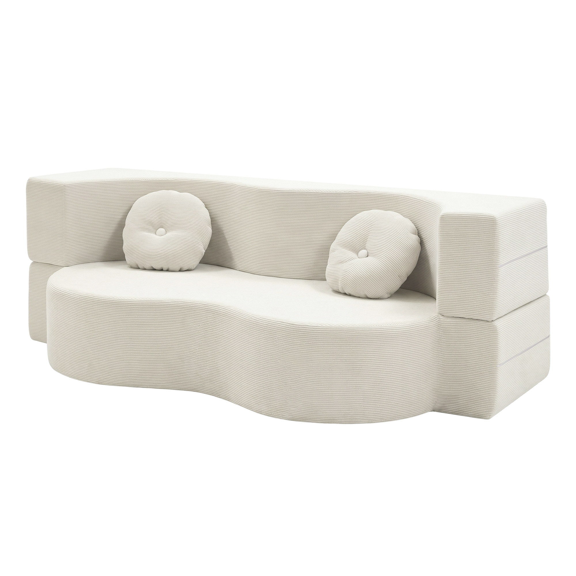Artiss Folding Sofa Bed 2-in-1 Convertible Loveseat Beige view 2