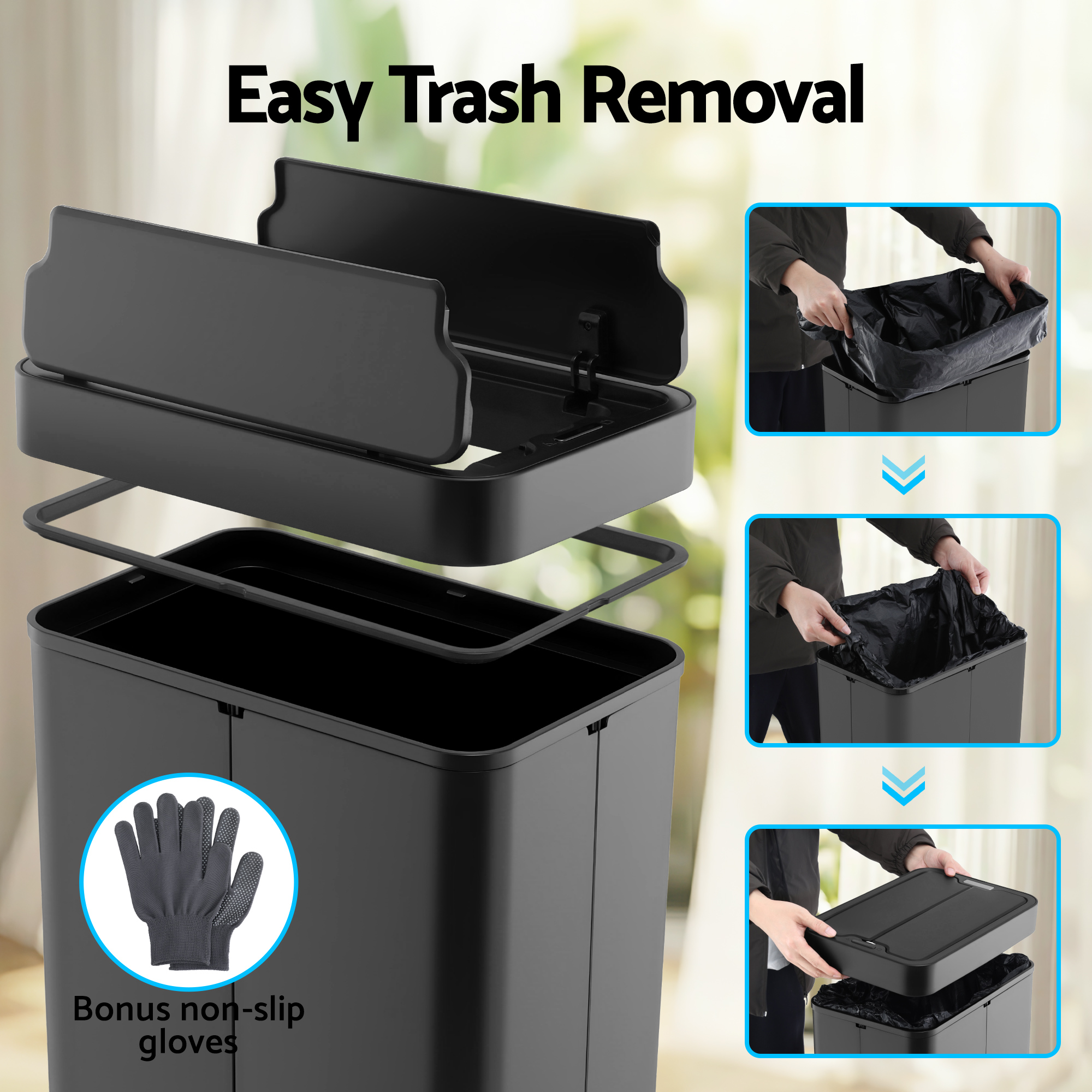 Devanti 70L Automatic Sensor Bin Kitchen view 5