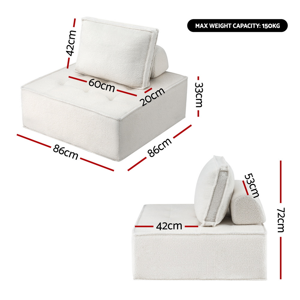 Artiss Floor Sofa Lounge Chair with Pillow in 1 or 2 Seater view 2