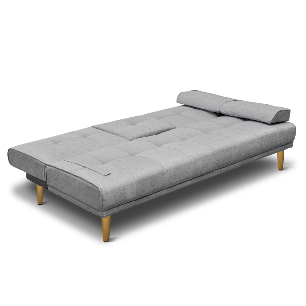 Artiss 188cm Faux Linen Sofa Bed Grey view 3
