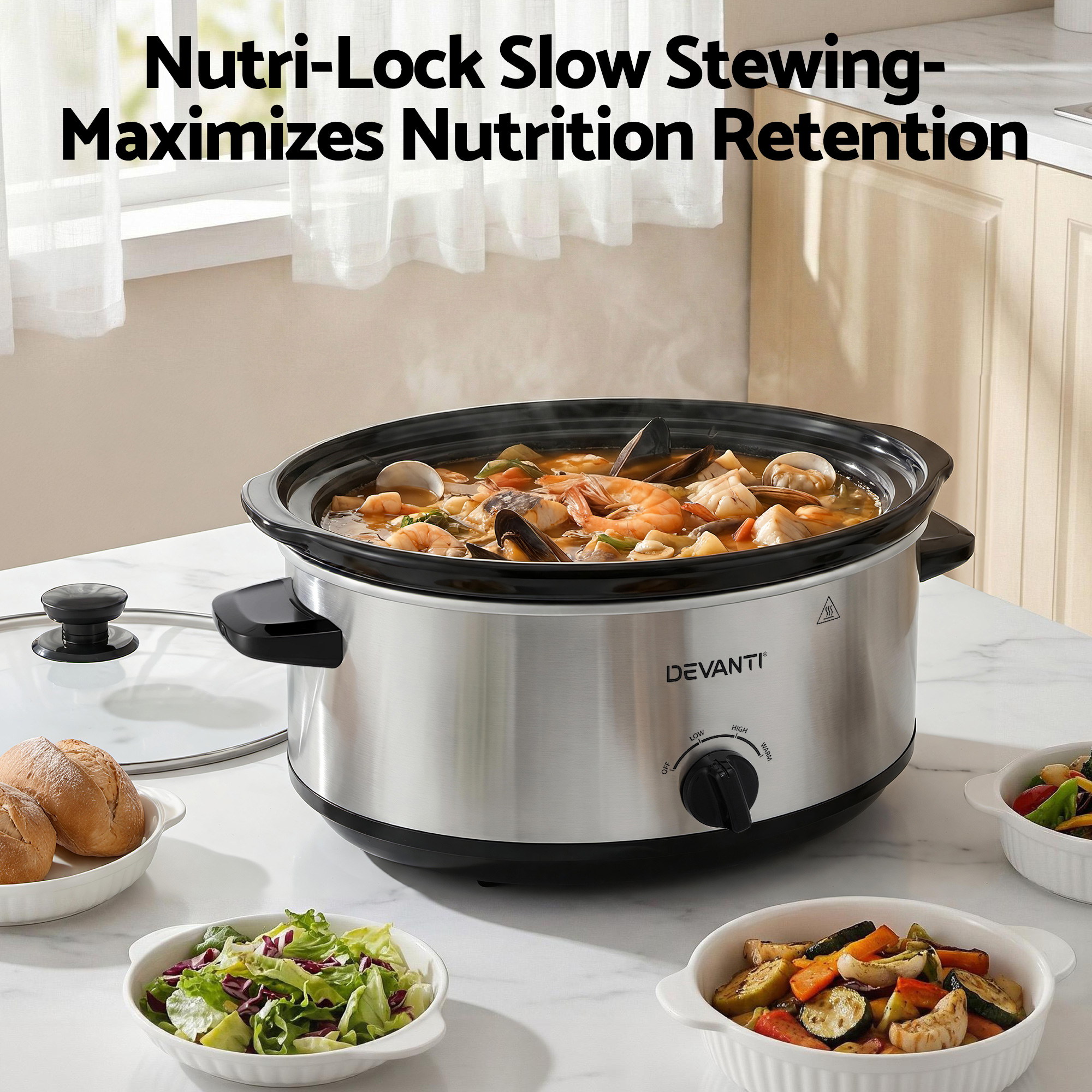 Devanti 6.5L Slow Cooker with Keep Warm Function view 4