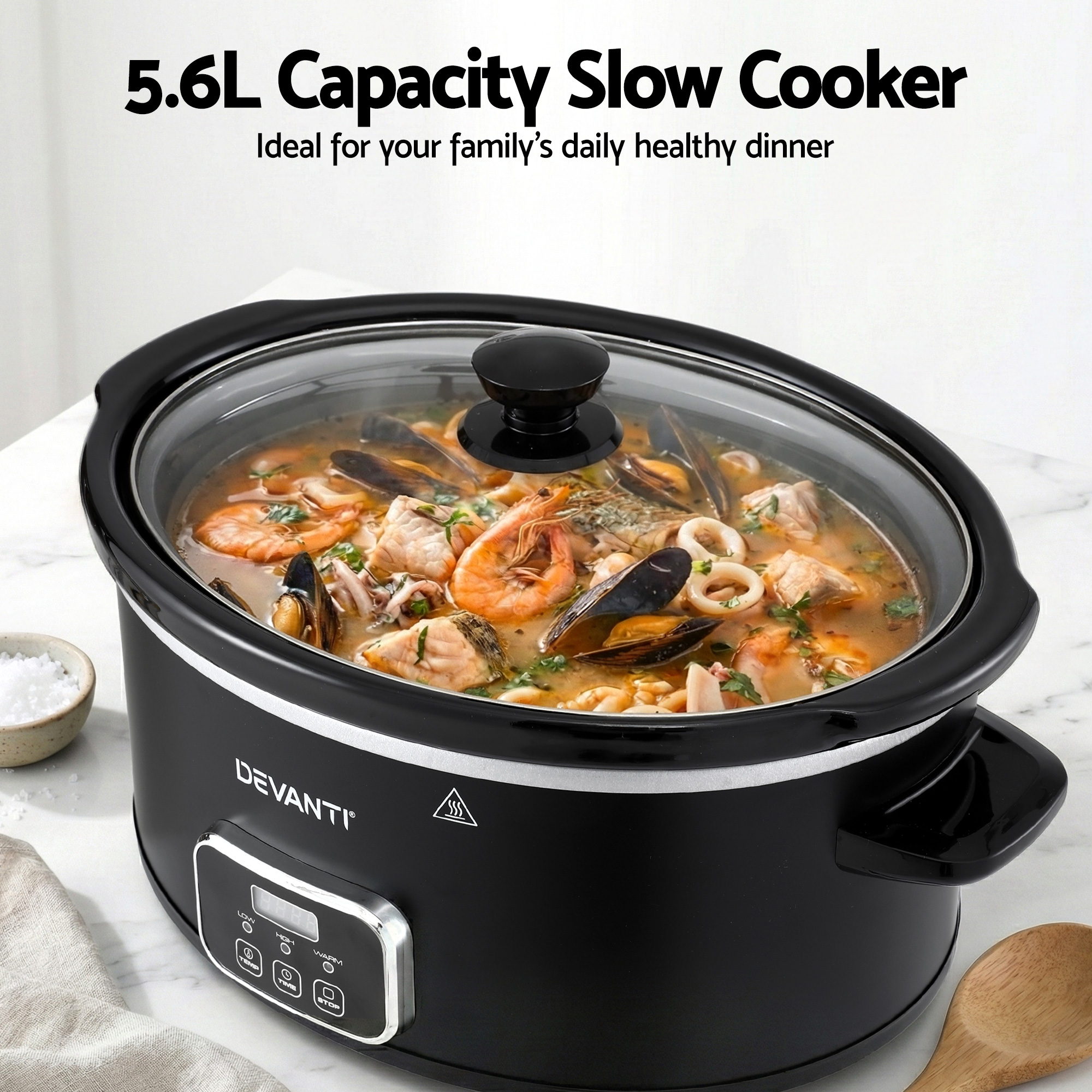 Devanti Electric Slow Cooker with Keep Warm Function view 5