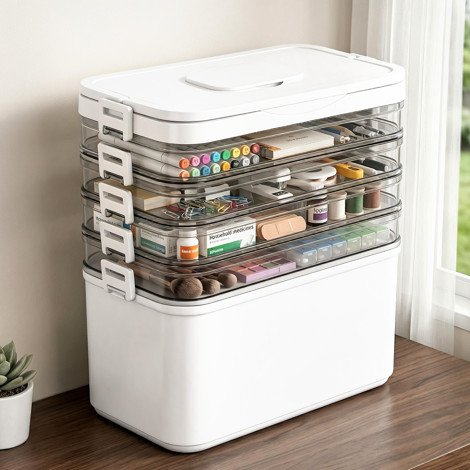 Artiss 5 Tier Portable Storage Box Clear