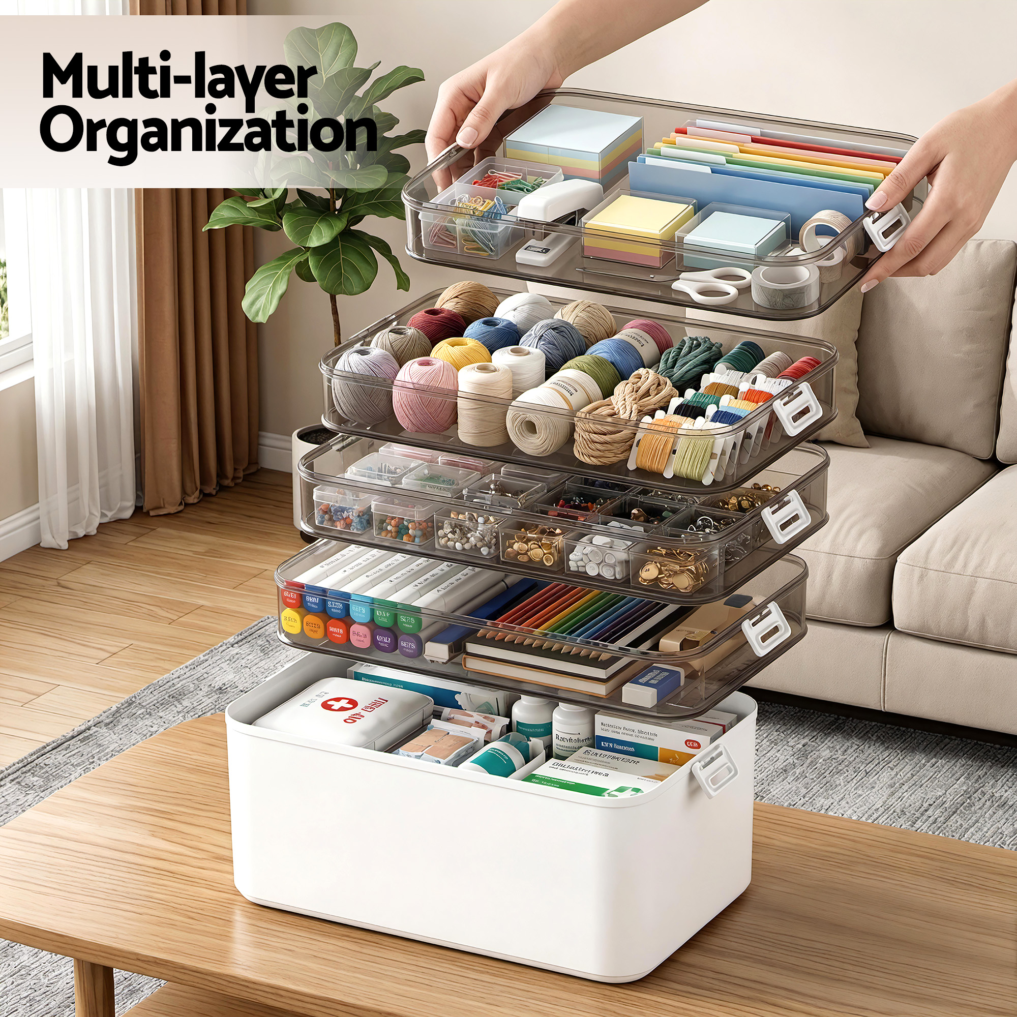 Artiss 5 Tier Portable Storage Box Clear view 4