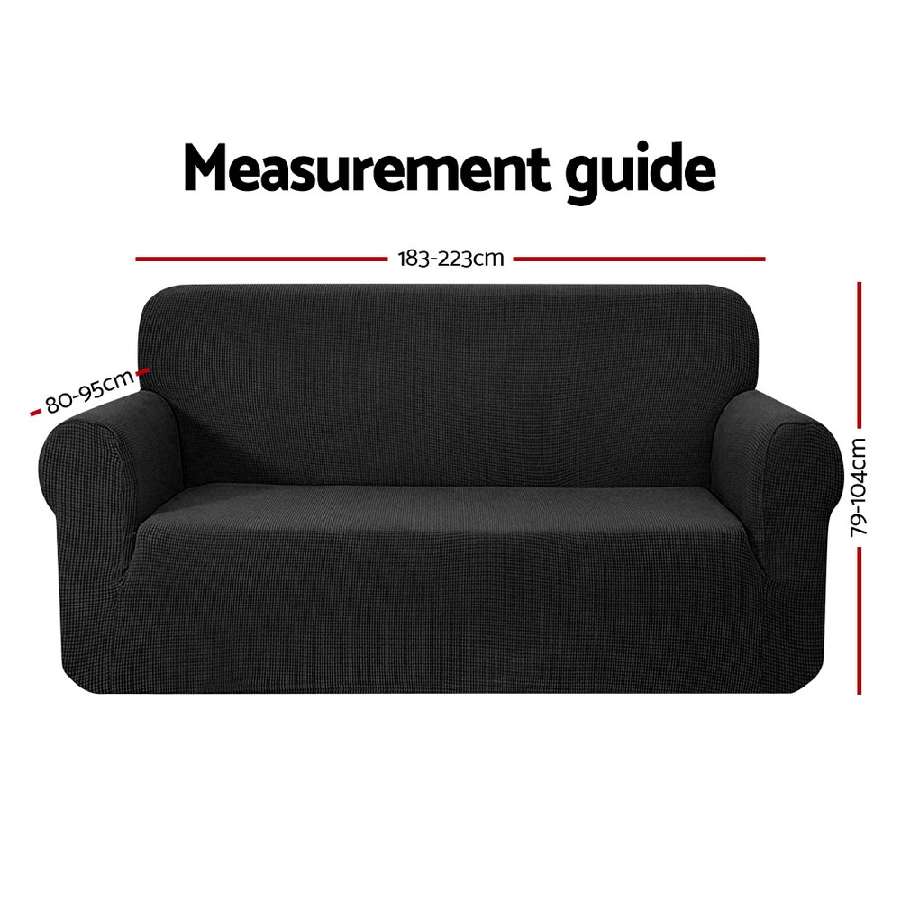 Artiss 3 Seater High Stretch Sofa Cover Black view 2