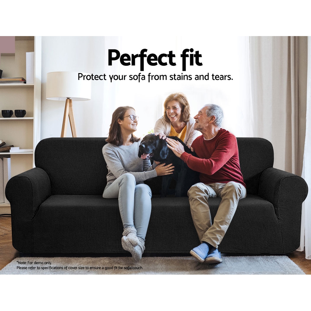 Artiss 3 Seater High Stretch Sofa Cover Black view 3