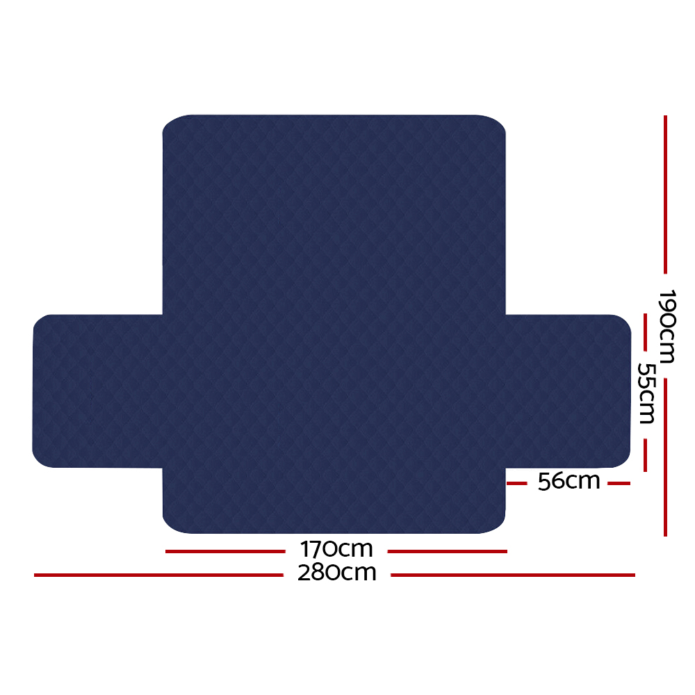 Artiss 3 Seater Quilted Sofa Cover Navy view 2