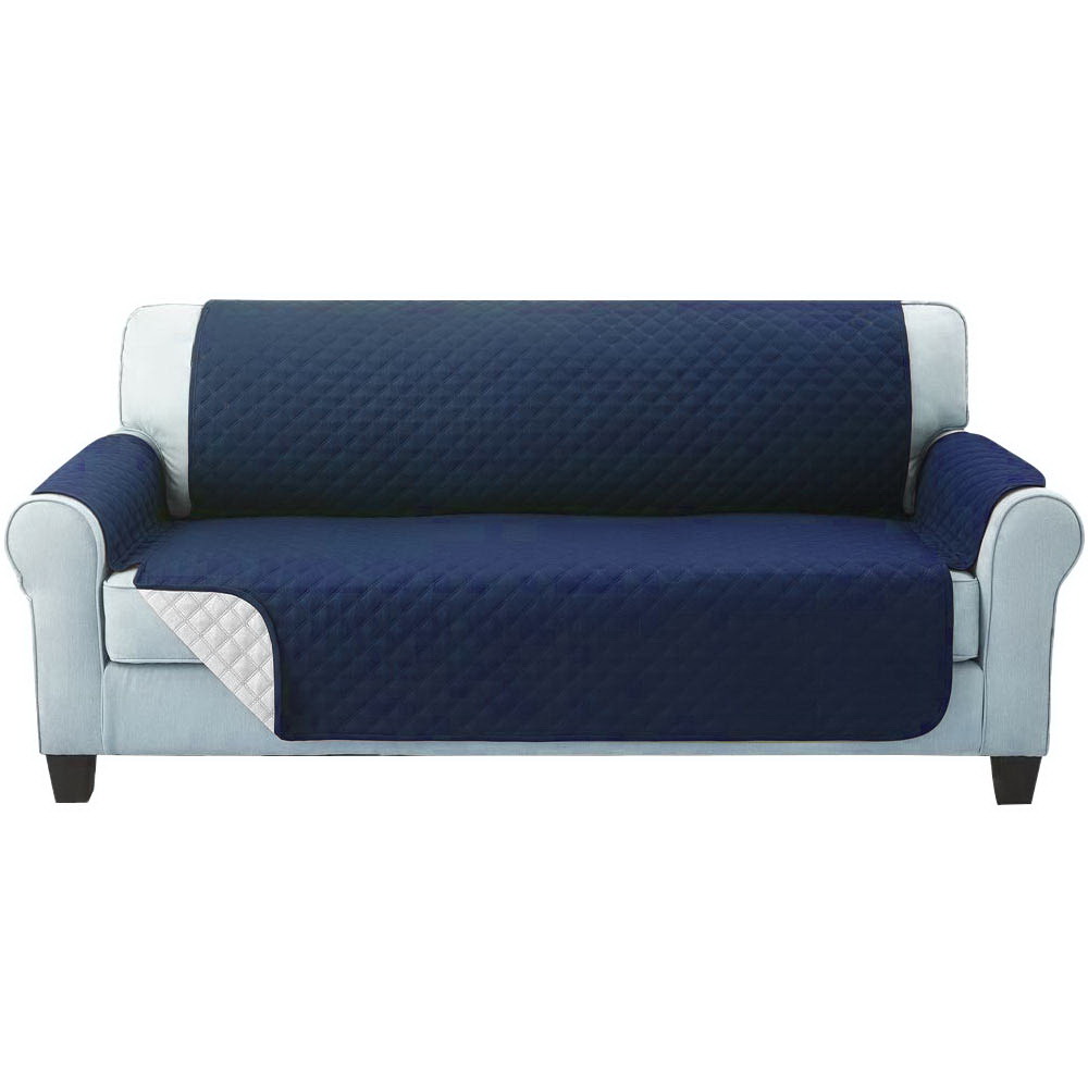Artiss 3 Seater Quilted Sofa Cover Navy view 3
