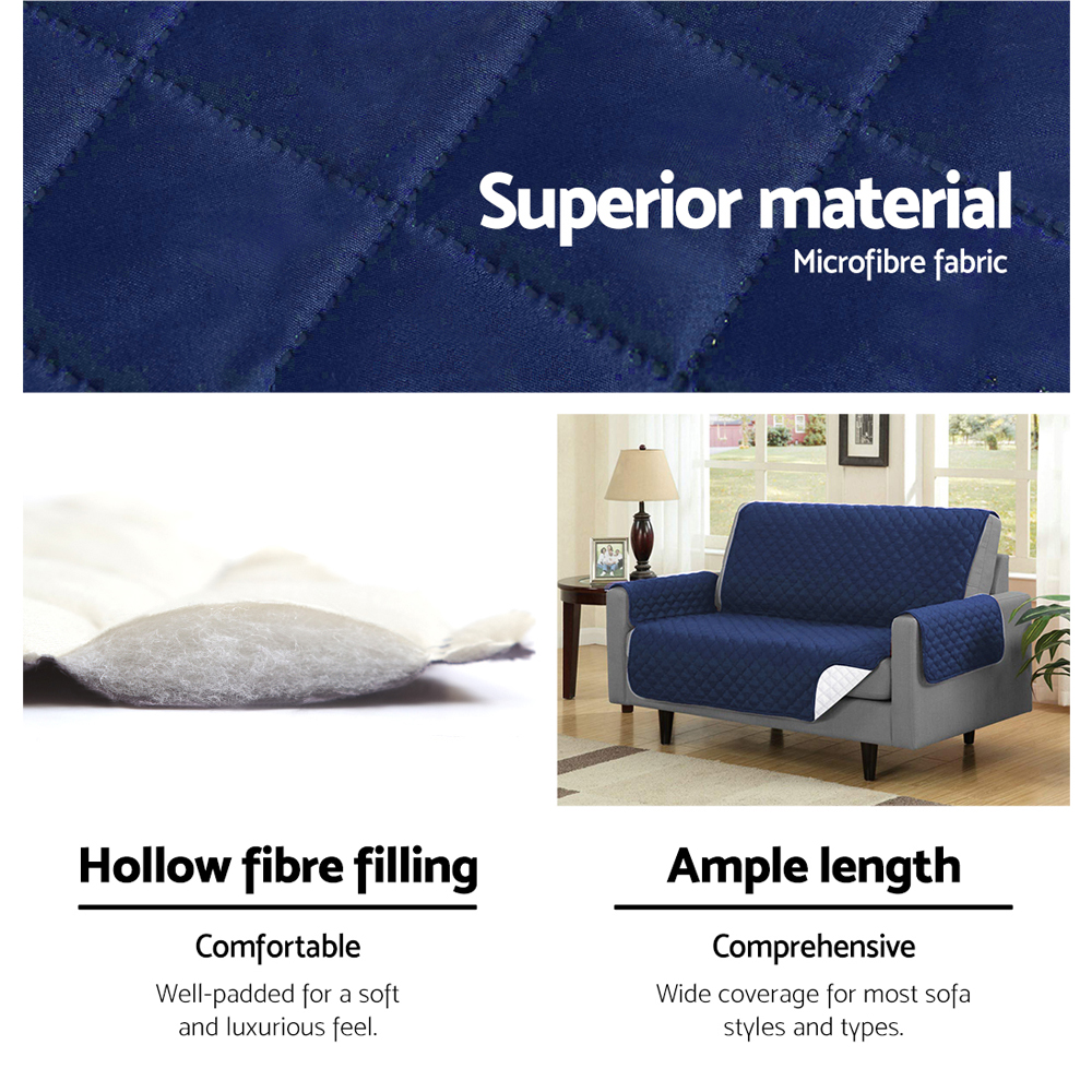 Artiss 3 Seater Quilted Sofa Cover Navy view 4