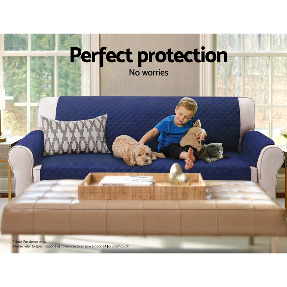 Artiss 3 Seater Quilted Sofa Cover Navy view 5