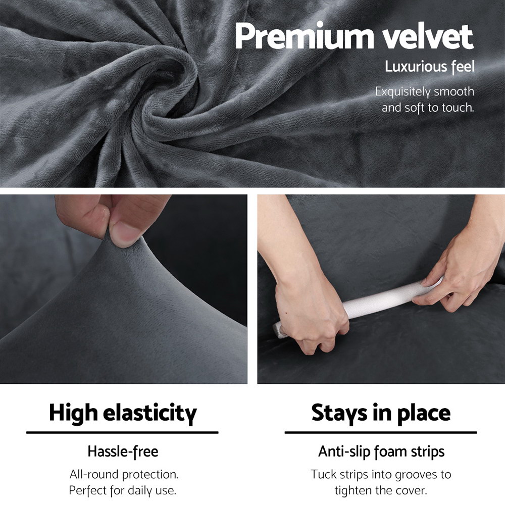 Artiss Velvet Sofa Cover in Multiple Sizes & Colours view 3