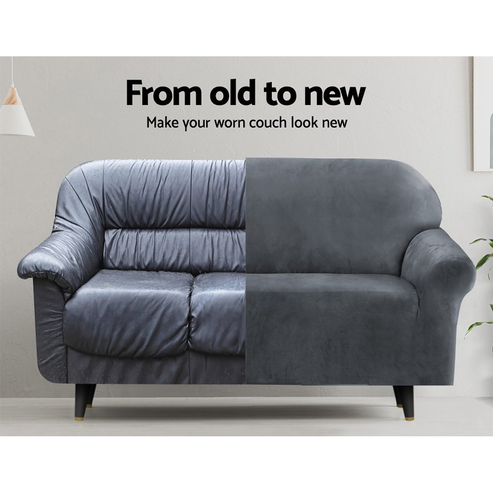 Artiss Velvet Sofa Cover in Multiple Sizes & Colours view 4