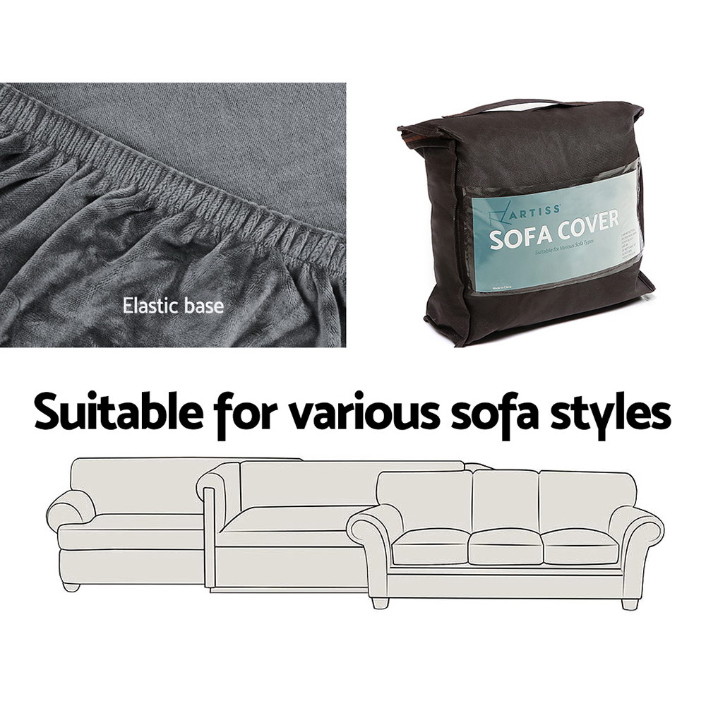 Artiss Velvet Sofa Cover in Multiple Sizes & Colours view 5