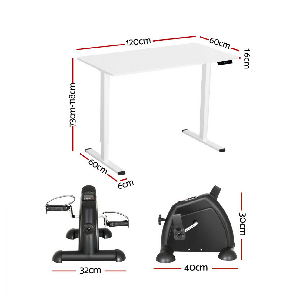 Artiss 120cm Electric Standing Desk with Exercise Bike view 2