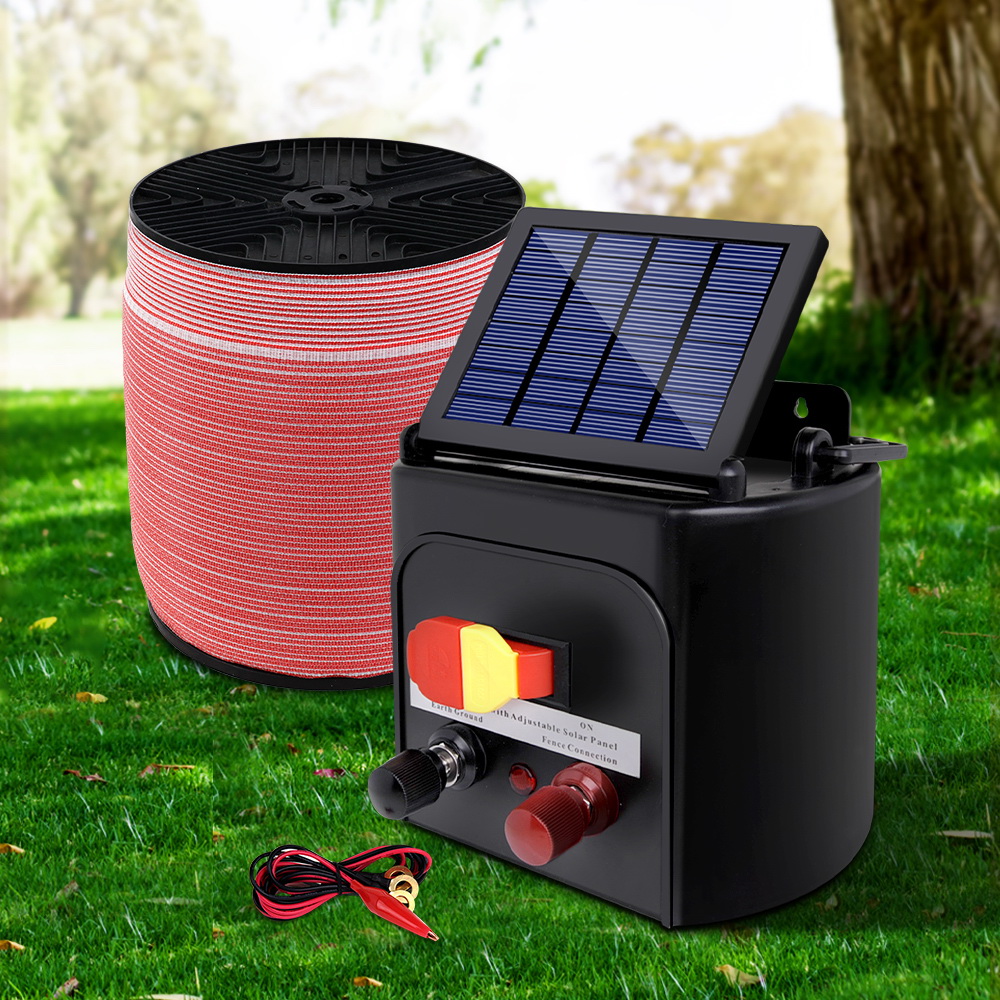 Giantz Solar Fence Energiser with 1200m Poly Tape Kit