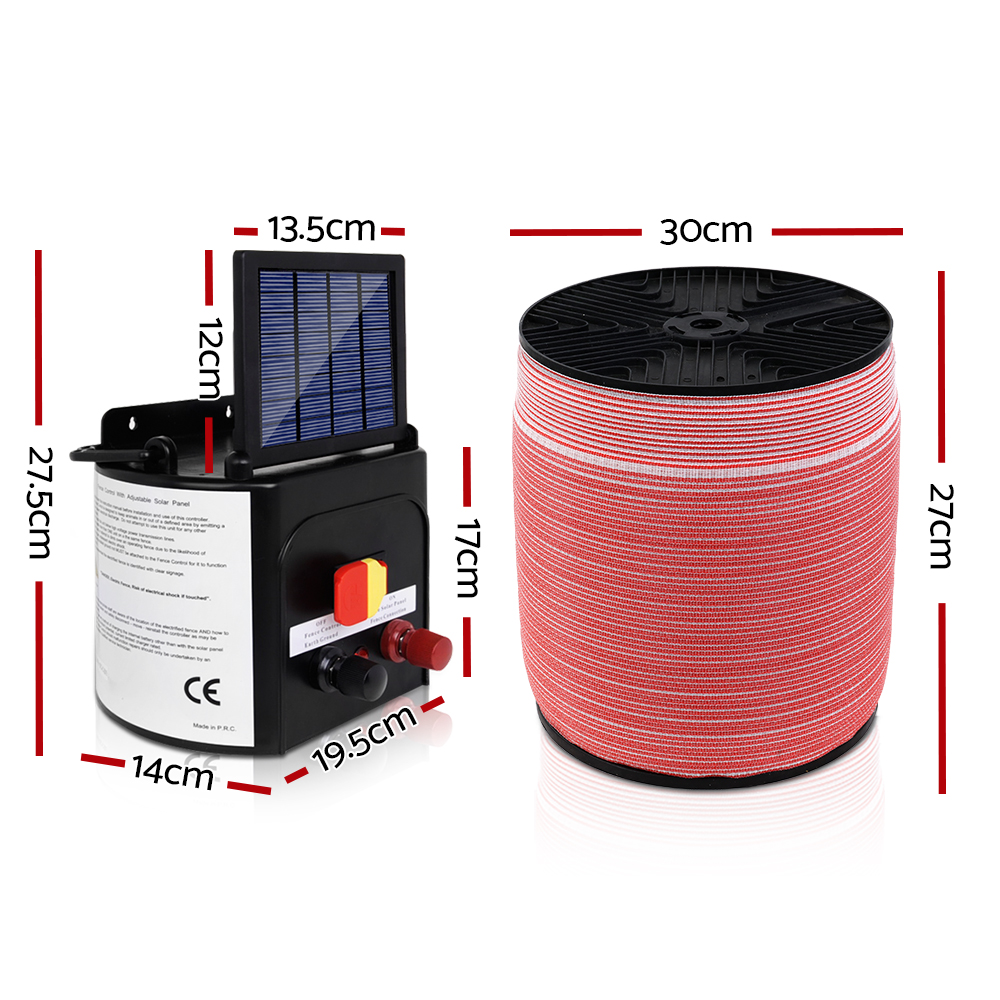 Giantz Solar Fence Energiser with 1200m Poly Tape Kit view 2