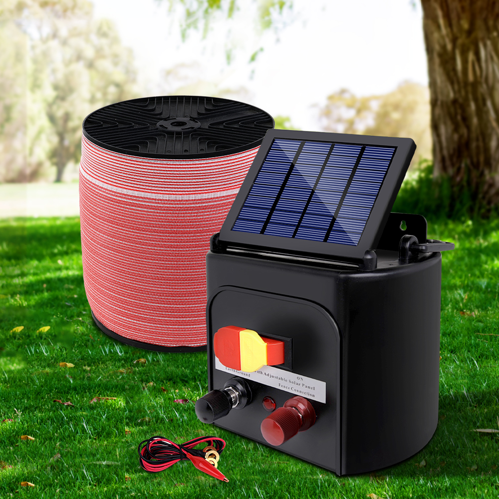 Giantz Solar Fence Energiser with 2000m Poly Tape Kit