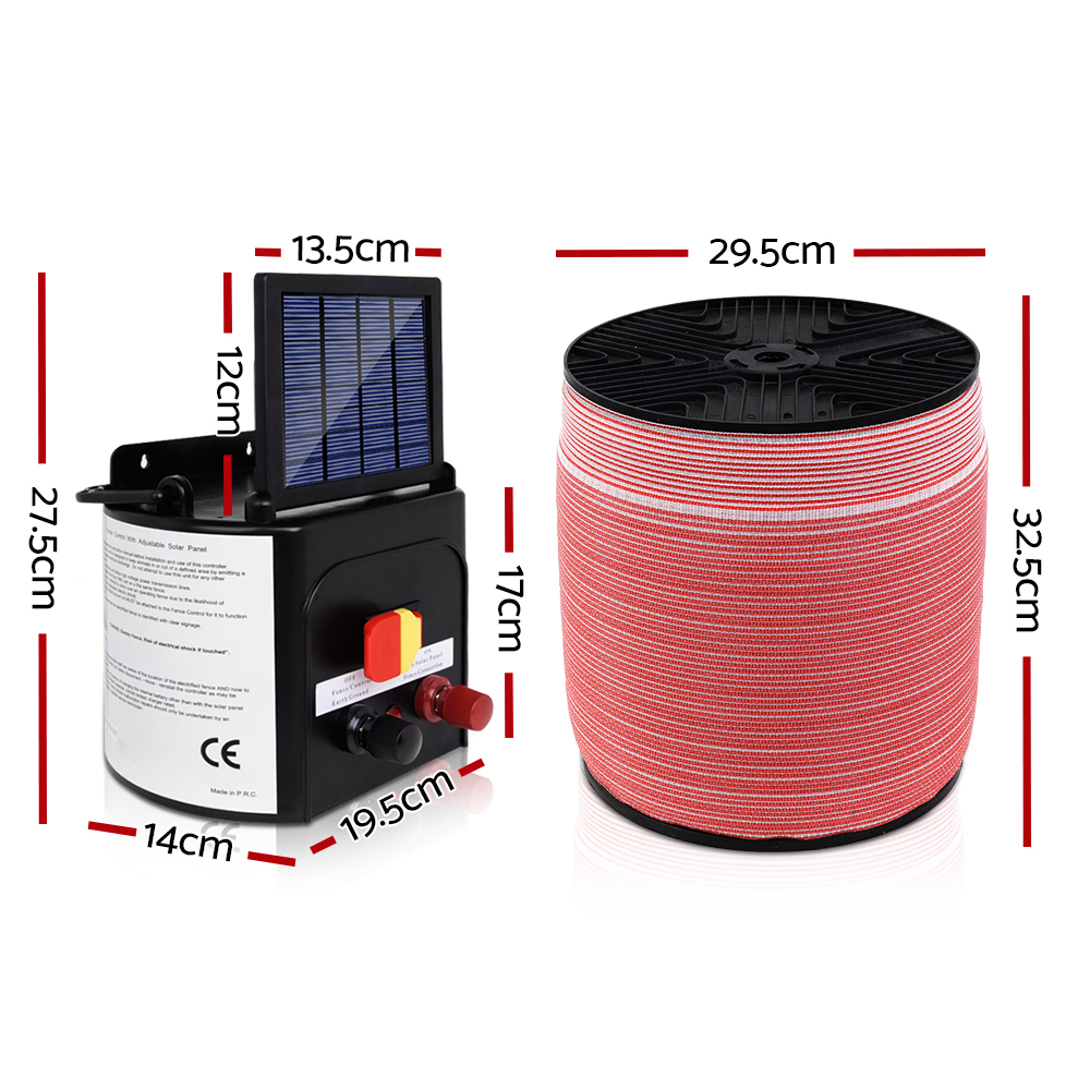 Giantz Solar Fence Energiser with 2000m Poly Tape Kit view 2