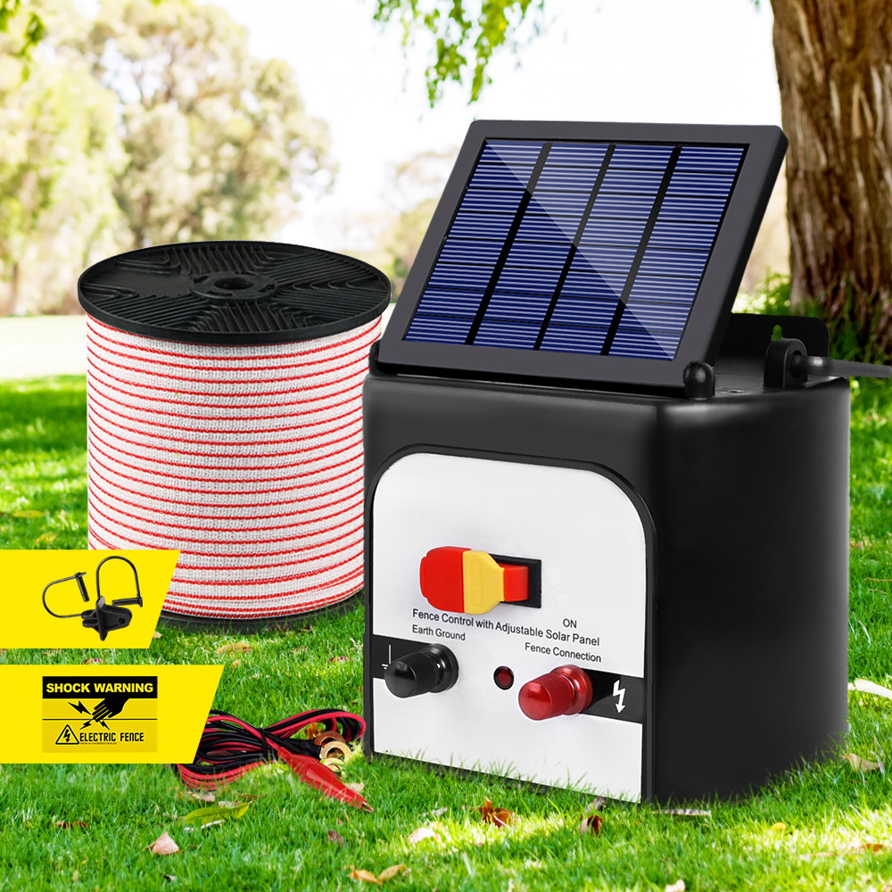 Giantz Solar Fence Energiser with 400m Poly Tape Kit
